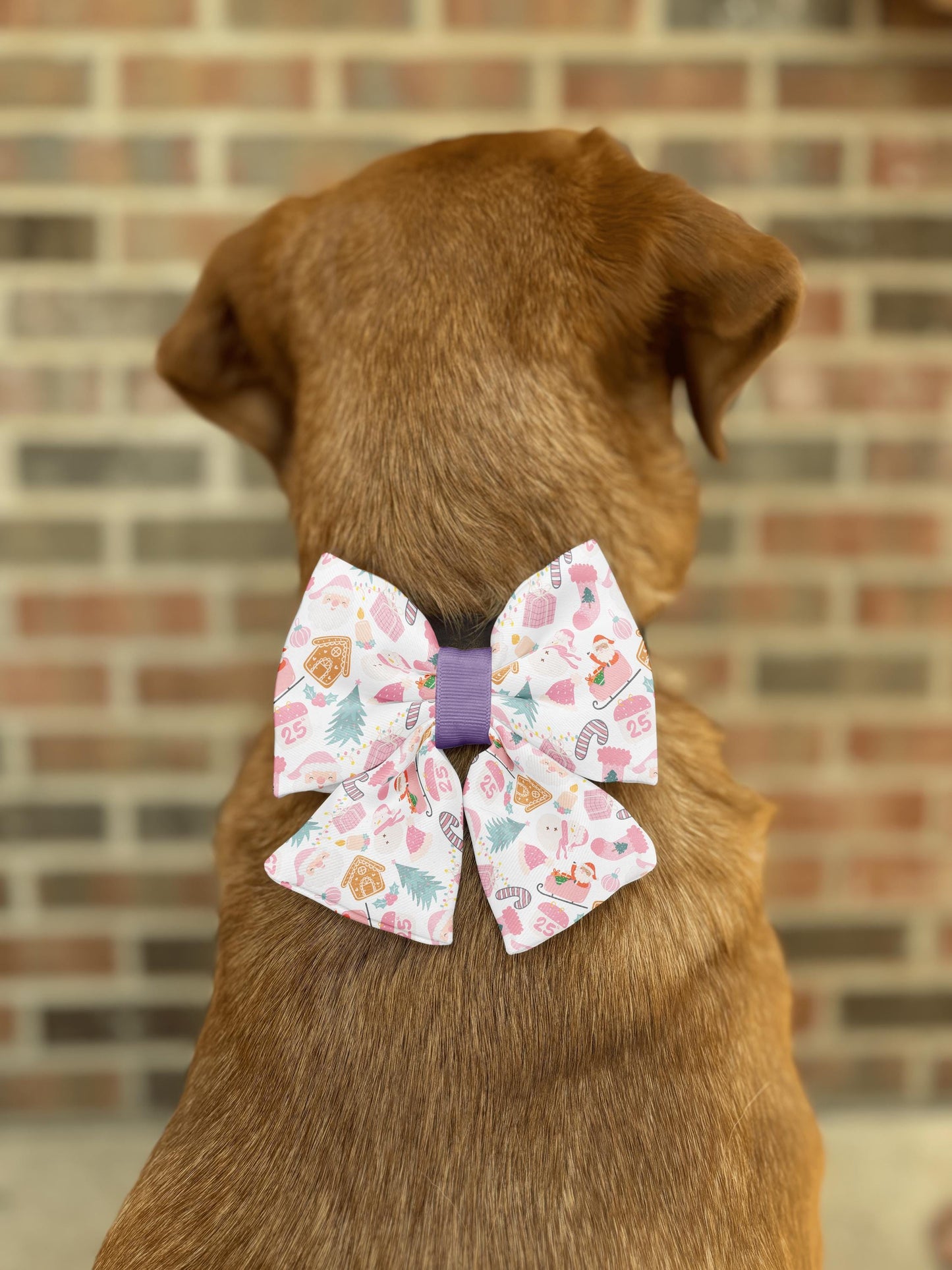 Sugarplum Santa Christmas Bow Tie • Pastel Holiday Dog Bow Collar • Puppy Bow Tie • Boy & Girl Styles • Dog Bow Tie • Cat Bow Tie • Handmade