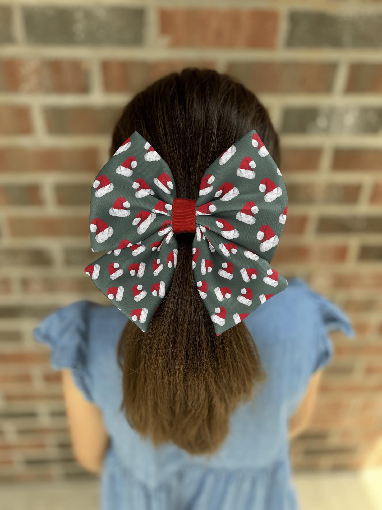 Christmas Santa Hat Hair Bow Design • Festive Holiday Accessory • 12 Ribbon Colors • Girl Hair Bow • Women Hair Bow • Handmade