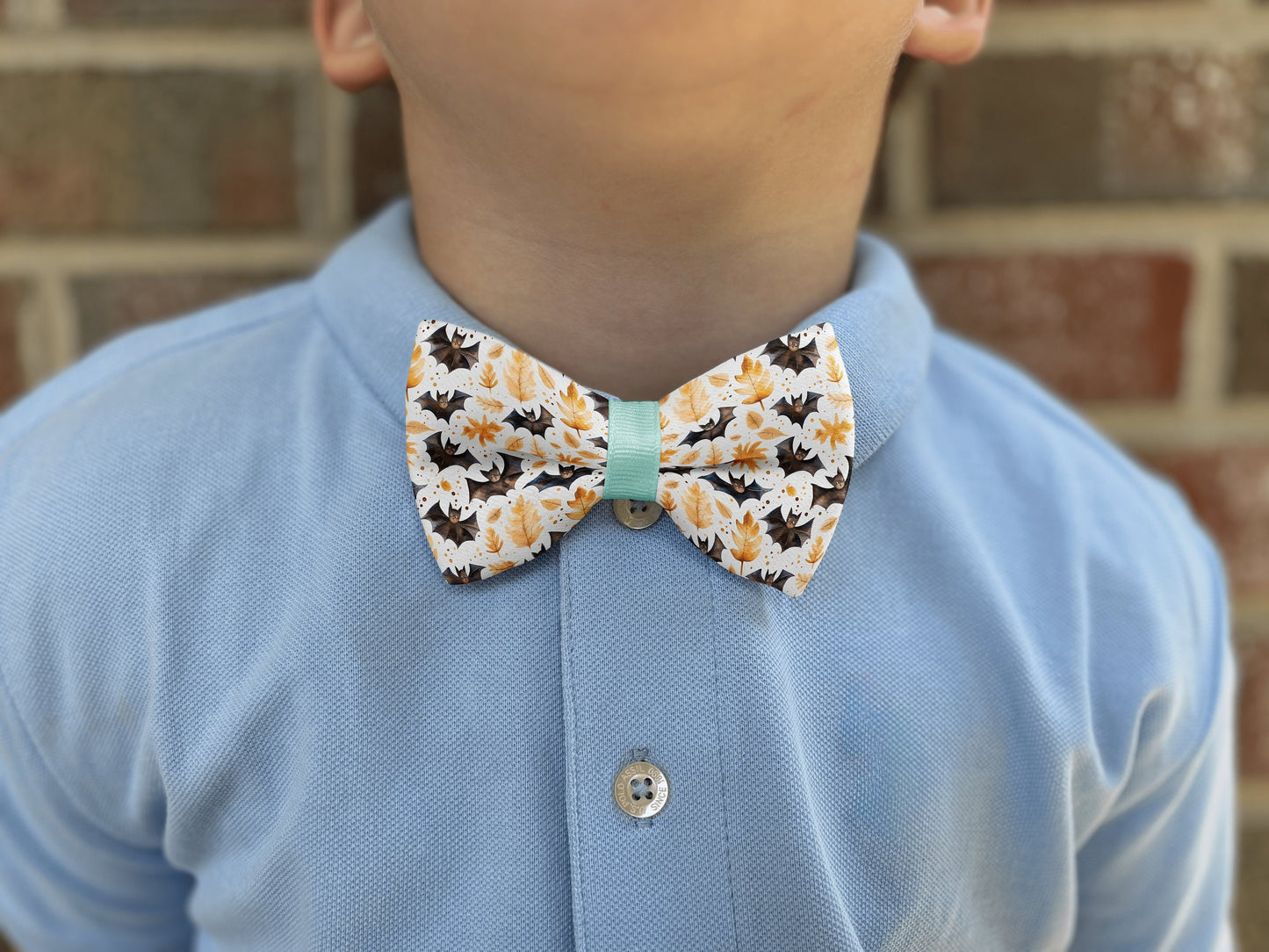 Autumn Bats and Leaves Bow Tie • Halloween Bow Tie for Boys and Men • Boy Bow Tie • Men's Bow Tie • Handmade