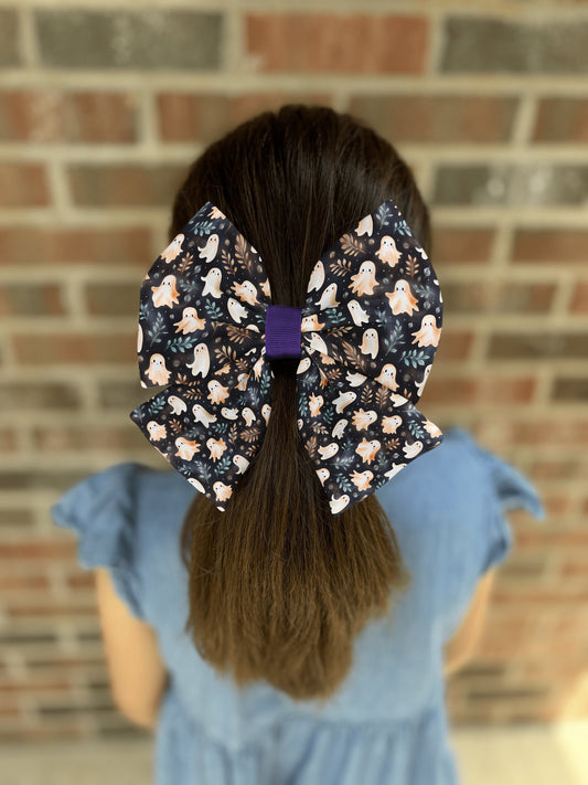 Whimsical Ghost Hair Bow • Halloween Hair Bow for Girls and Women • Girl Hair Bow • Women Hair Bow • Handmade