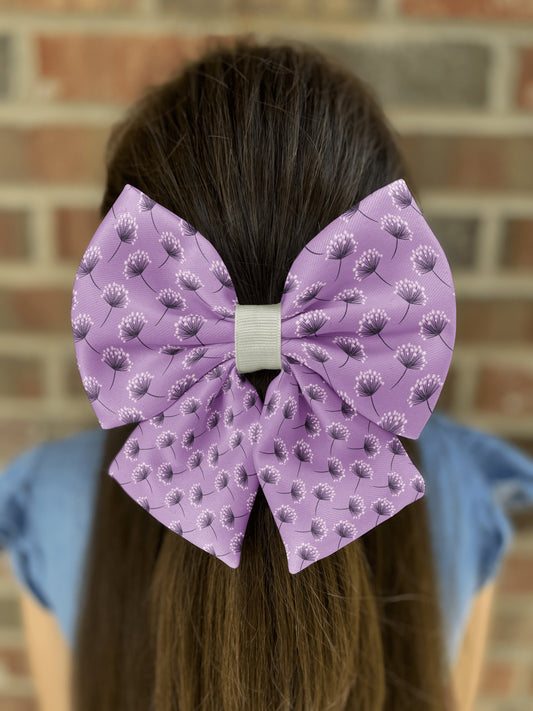 Dandelion Hair Bow for Girls and Women • Month of the Military Child • Girl Hair Bow • Women Hair Bow • Purple Hair Bow • Handmade