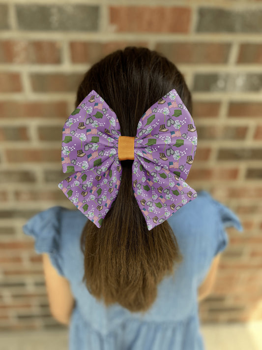 Dandelions and Dog Tag Hair Bow for Girls and Women • Military Child • Support Hair Bow • Dog Bow Tie • Cat Bow Tie • Slip-On Bow • Handmade