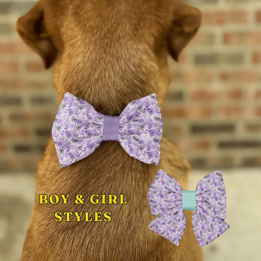 Dreamy American Dandelion Pet Bow Tie • Purple Military Pet Bow • Military Child • Dog Bow Tie • Cat Bow Tie • Slip-On Bow • Handmade