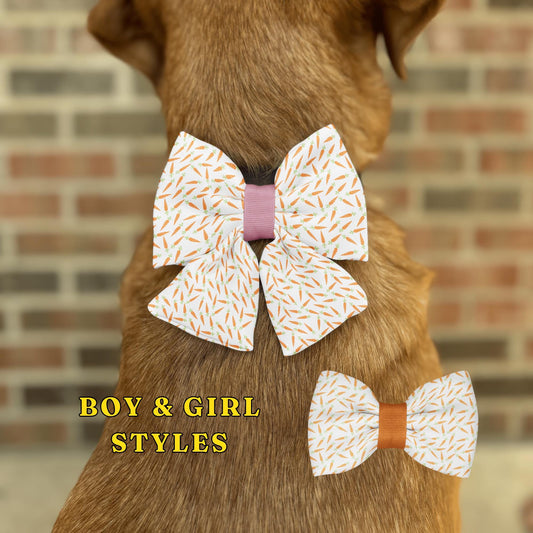 Carrot Hair Bow Pet Bow Tie • Easter Bow Tie • Spring Dog Bow • Dog Bow Tie • Cat Bow Tie • Slip-on Bow • Puffy & Full Appearance • Handmade
