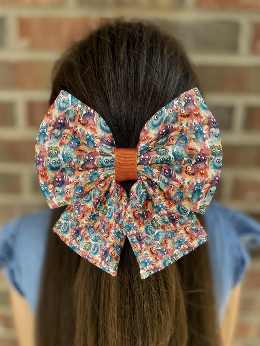 Cute & Quirky Monster Girl Hair Bow • Alligator Clip • Handmade Colorful Bow • Girl Hair Bow • Women Hair Bow • Handmade