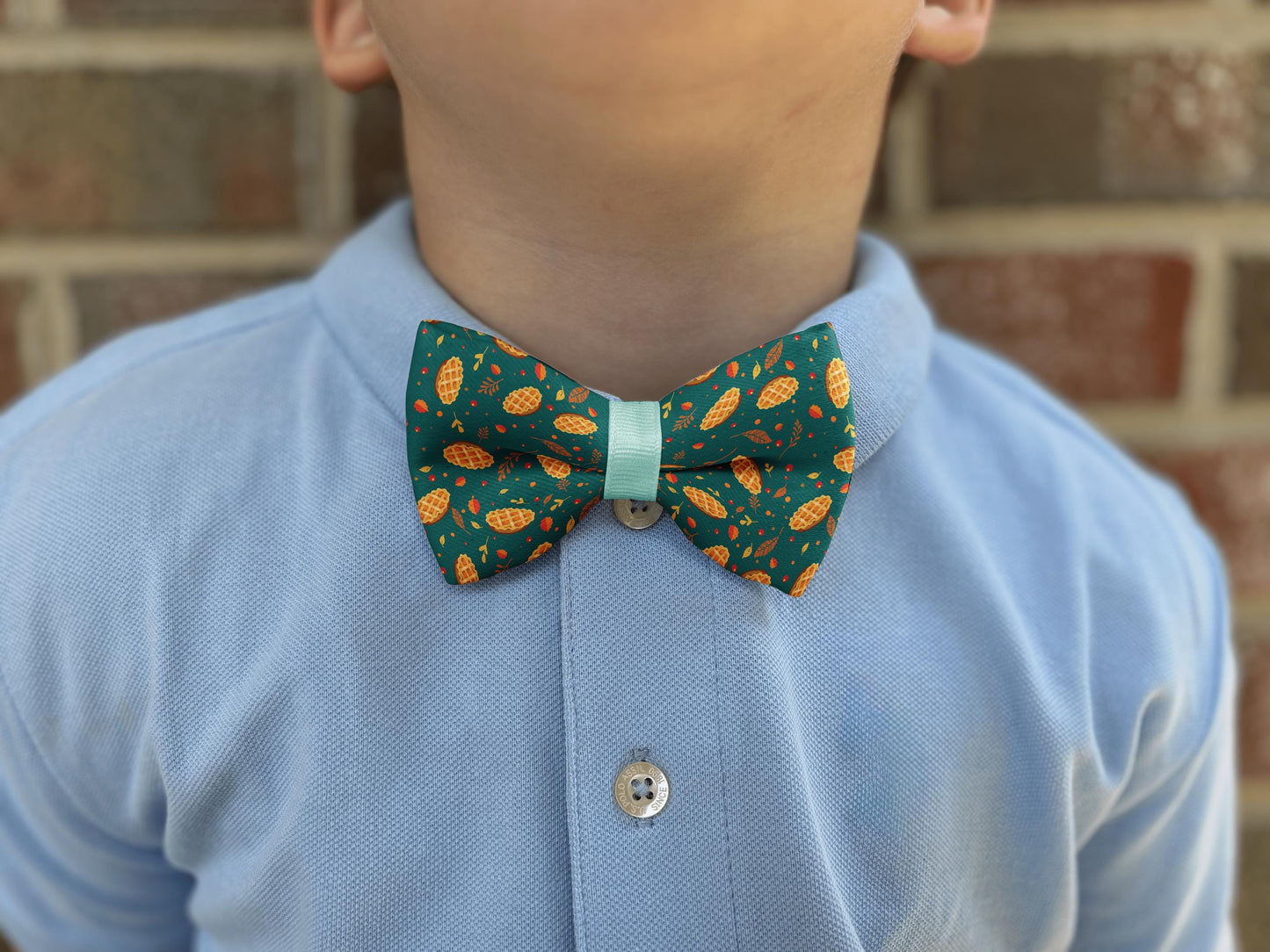 Autumn Pie Delight Fall Bow Tie • Handmade Adjustable Bow Tie • 21 Ribbon Colors • Festive Pattern • Boy Bow Tie • Mens Bow Tie • Handmade