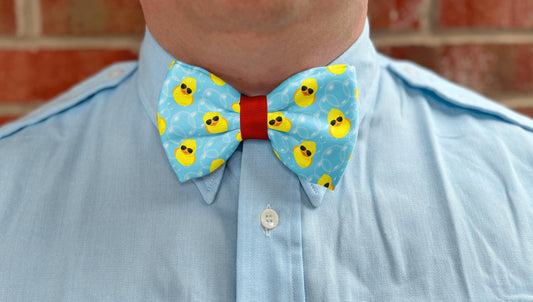 Cool Duckies Rubber Duck Bow Tie • Blue & Yellow • Rubber Ducks Sunglasses • Boy Bow Tie • Mens Bow Tie • Handmade