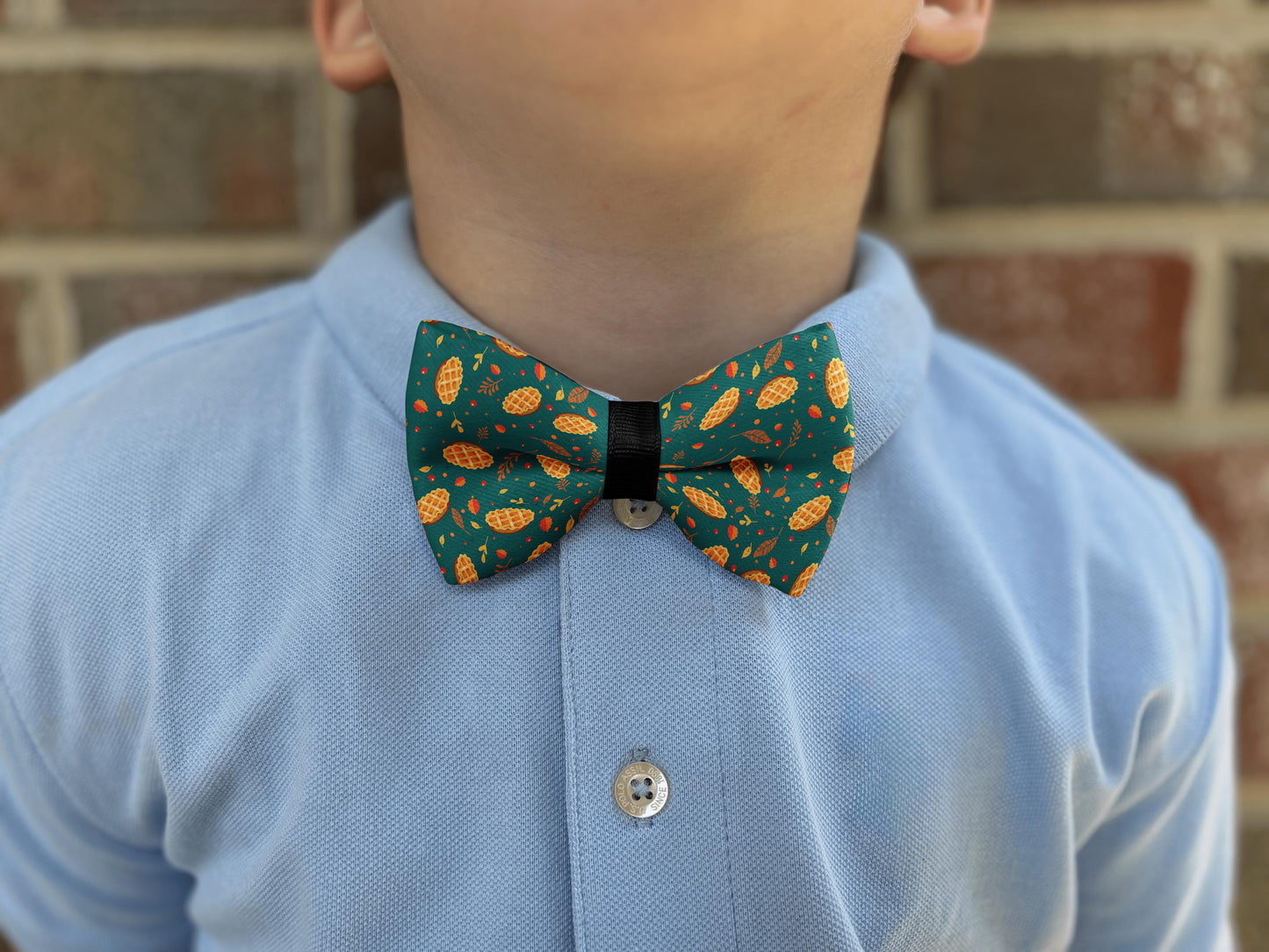 Autumn Pie Delight Fall Bow Tie • Handmade Adjustable Bow Tie • 21 Ribbon Colors • Festive Pattern • Boy Bow Tie • Mens Bow Tie • Handmade