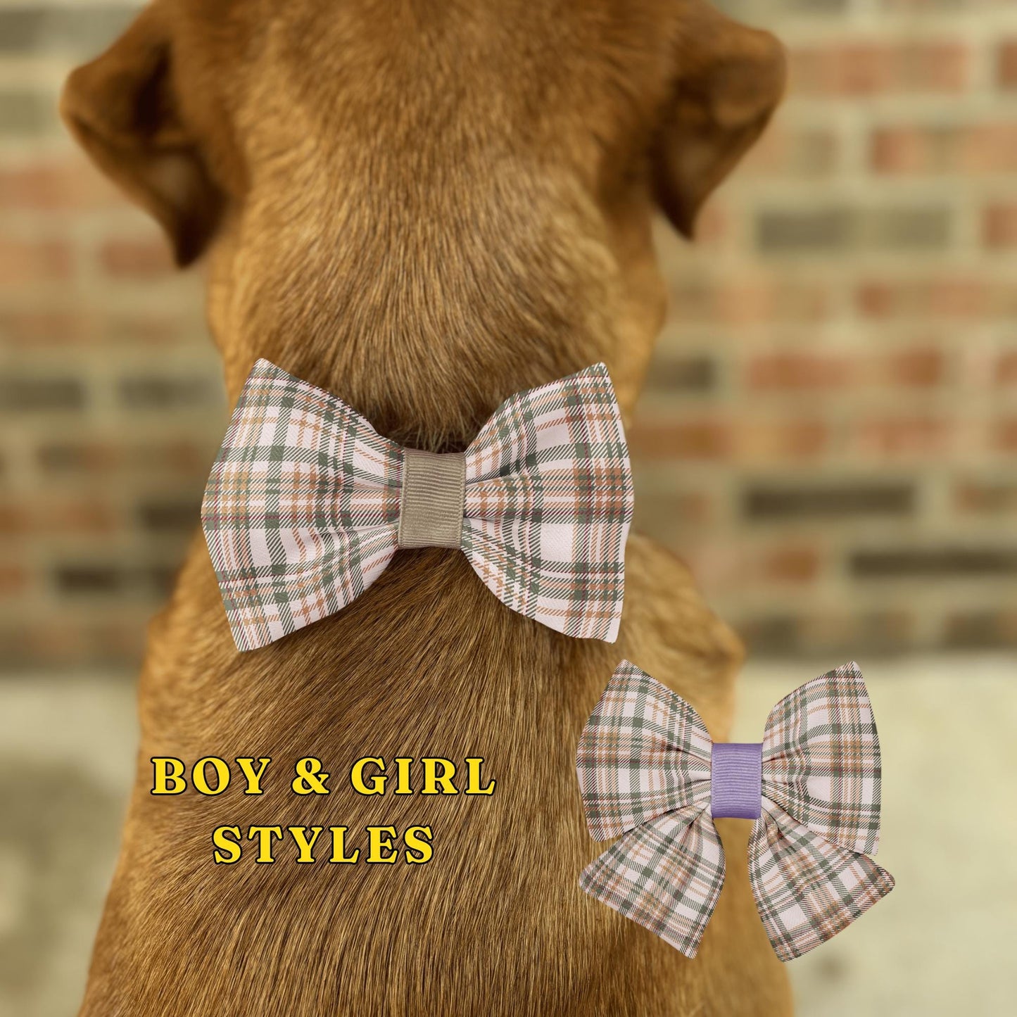 Autumn Woodland Plaid Dog and Cat Bow • Slip-On Collar Bow • Cozy Rustic Tartan Pet Accessory • Dog Bow Tie • Cat Bow Tie • Handmade