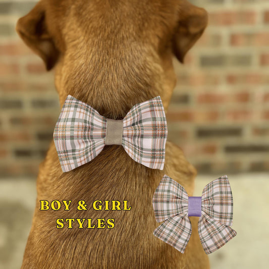 Autumn Woodland Plaid Dog and Cat Bow • Slip-On Collar Bow • Cozy Rustic Tartan Pet Accessory • Dog Bow Tie • Cat Bow Tie • Handmade