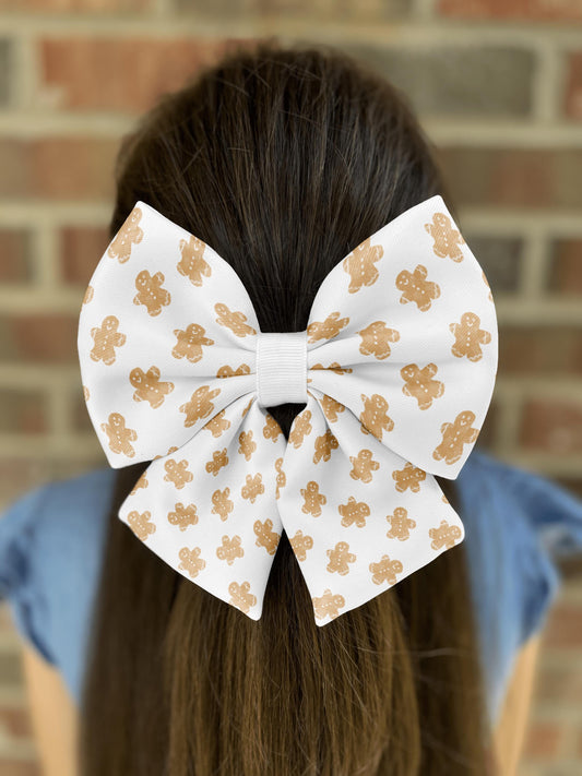 Sweet Gingerbread Cheer Hair Bow • 21 Ribbon Colors • Cozy Holiday Hair Accessory • Girl Hair Bow • Women Hair Bow • Handmade