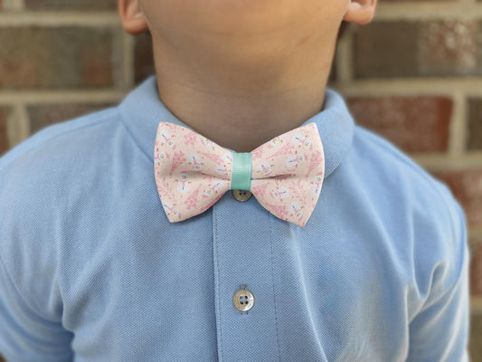 Blush Snowman Delight Bow Tie • Winter Pink Pastel Snowflakes & Smiling Snowmen Theme • Boy Bow Tie • Men's Bow Tie • Handmade