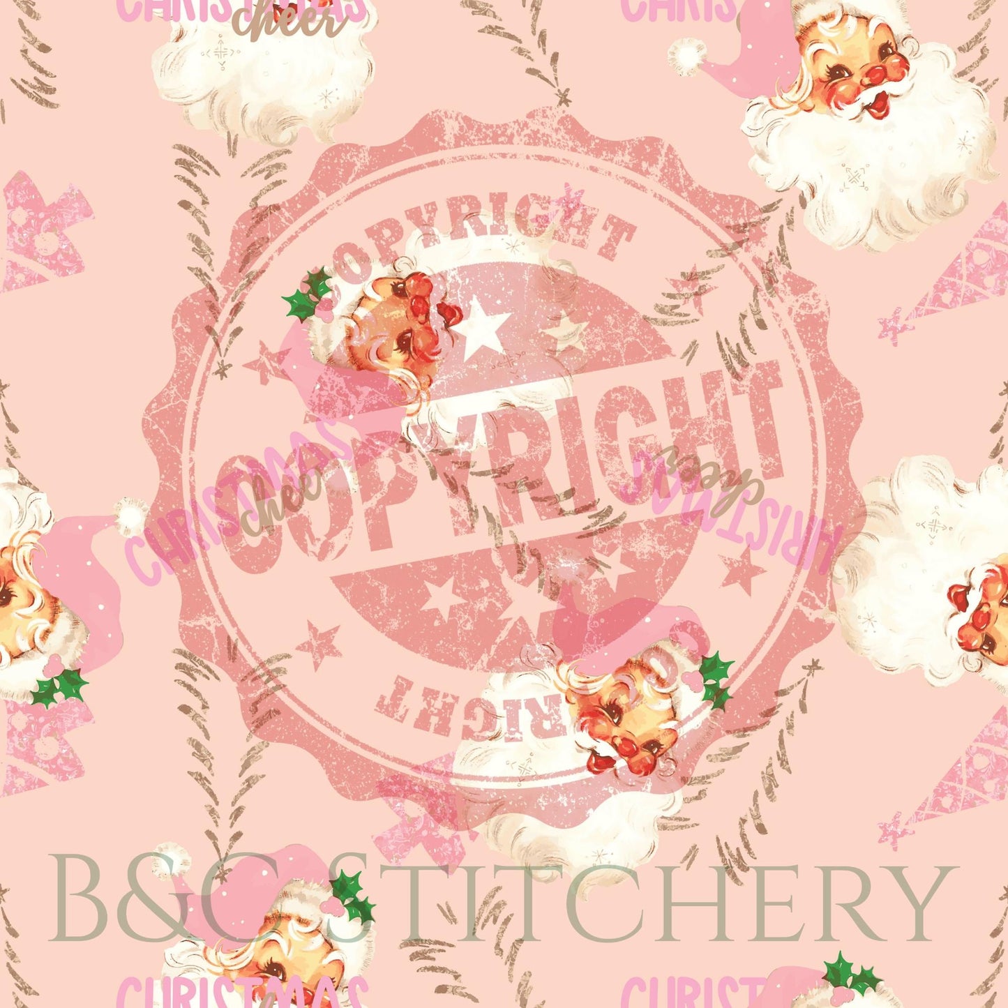 Blush Santa Cheer Christmas Bow Tie • Vintage Pink Santa Design • Boy Bow Tie • Men's Bow Tie • Handmade