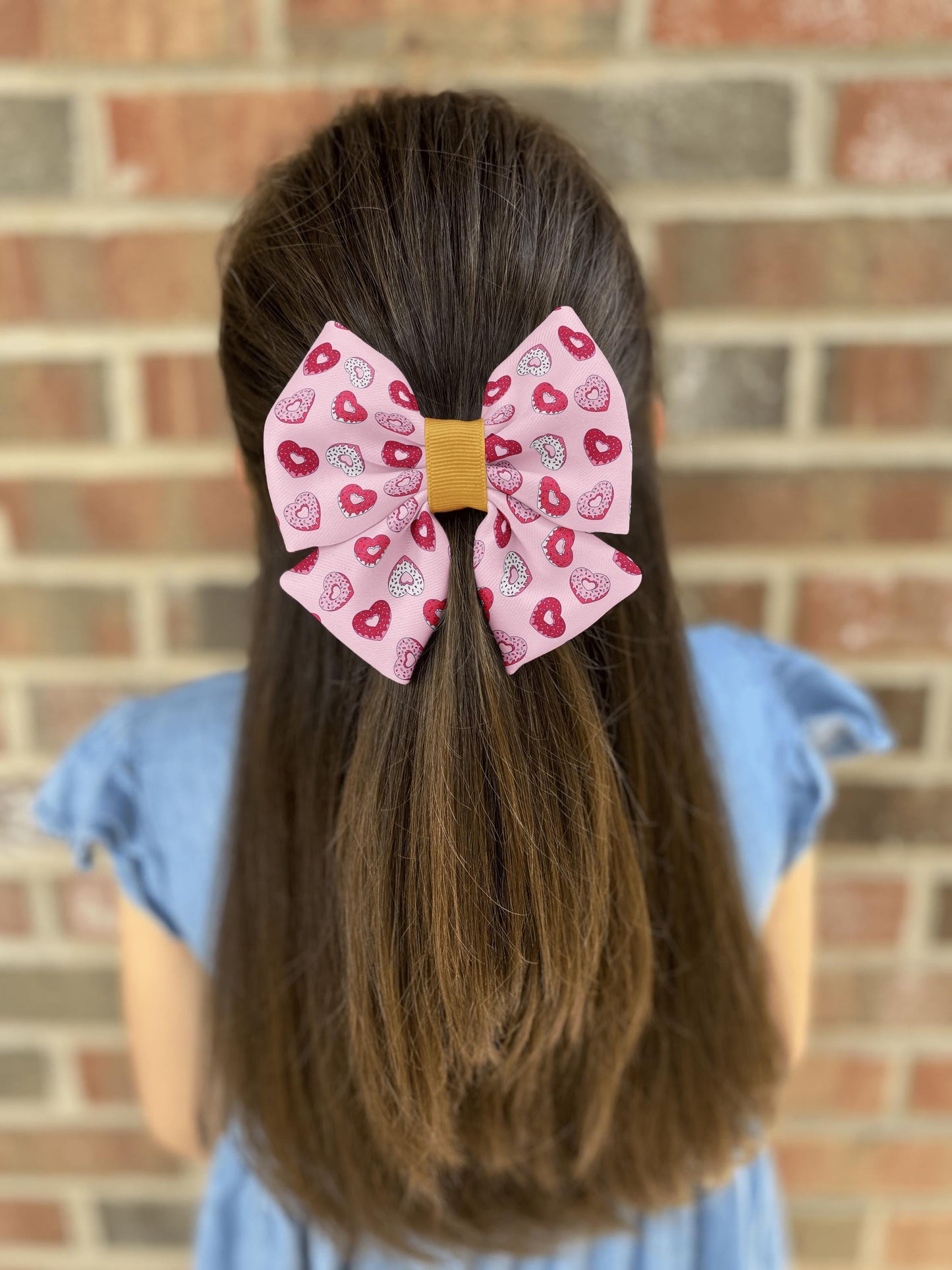 Heart Donut Hair Bow • Valentine's Day • Cute Pink Love Theme with Colorful Sprinkles • Girl Hair Bow • Women Hair Bow • Handmade