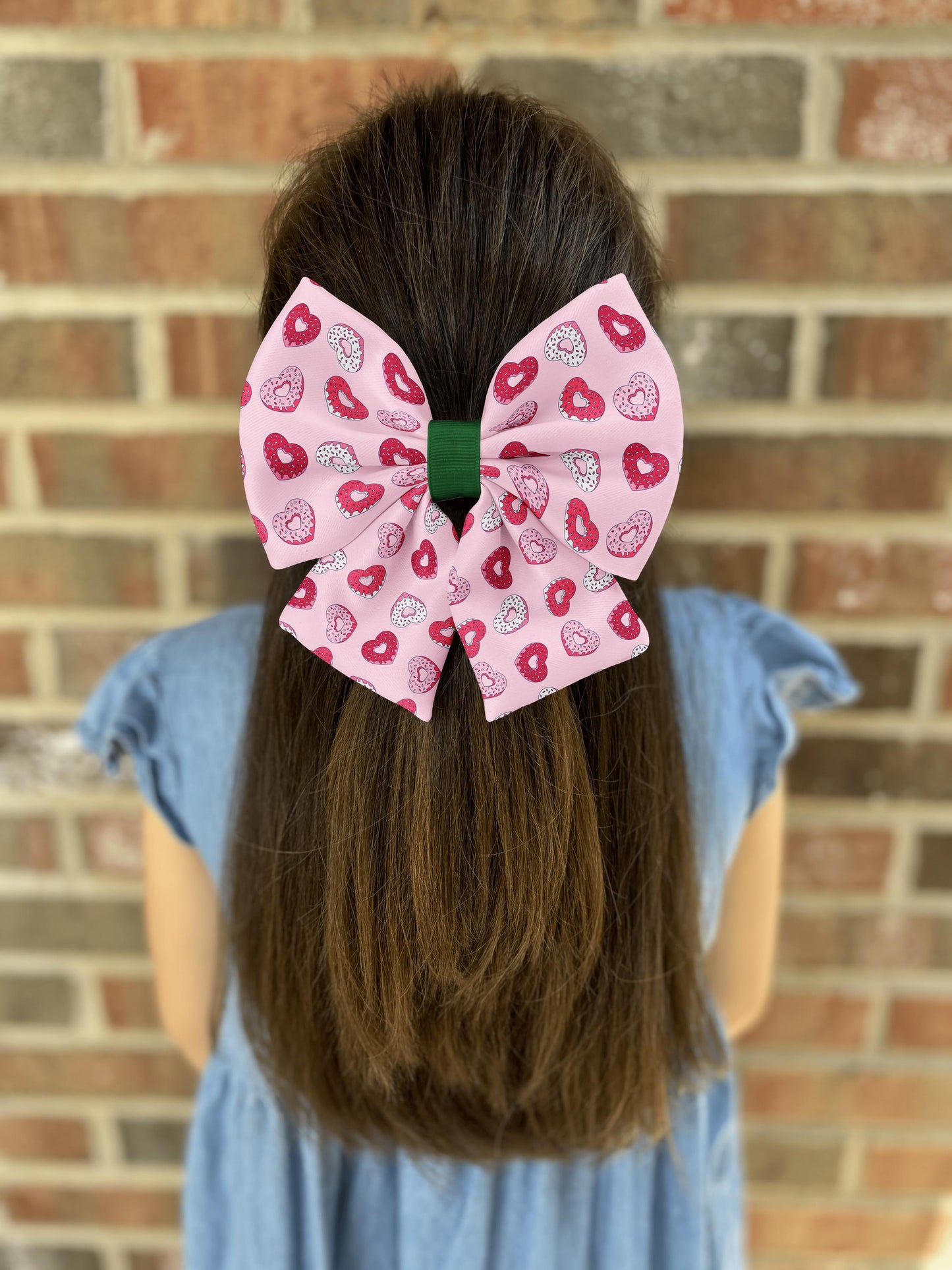 Heart Donut Hair Bow • Valentine's Day • Cute Pink Love Theme with Colorful Sprinkles • Girl Hair Bow • Women Hair Bow • Handmade