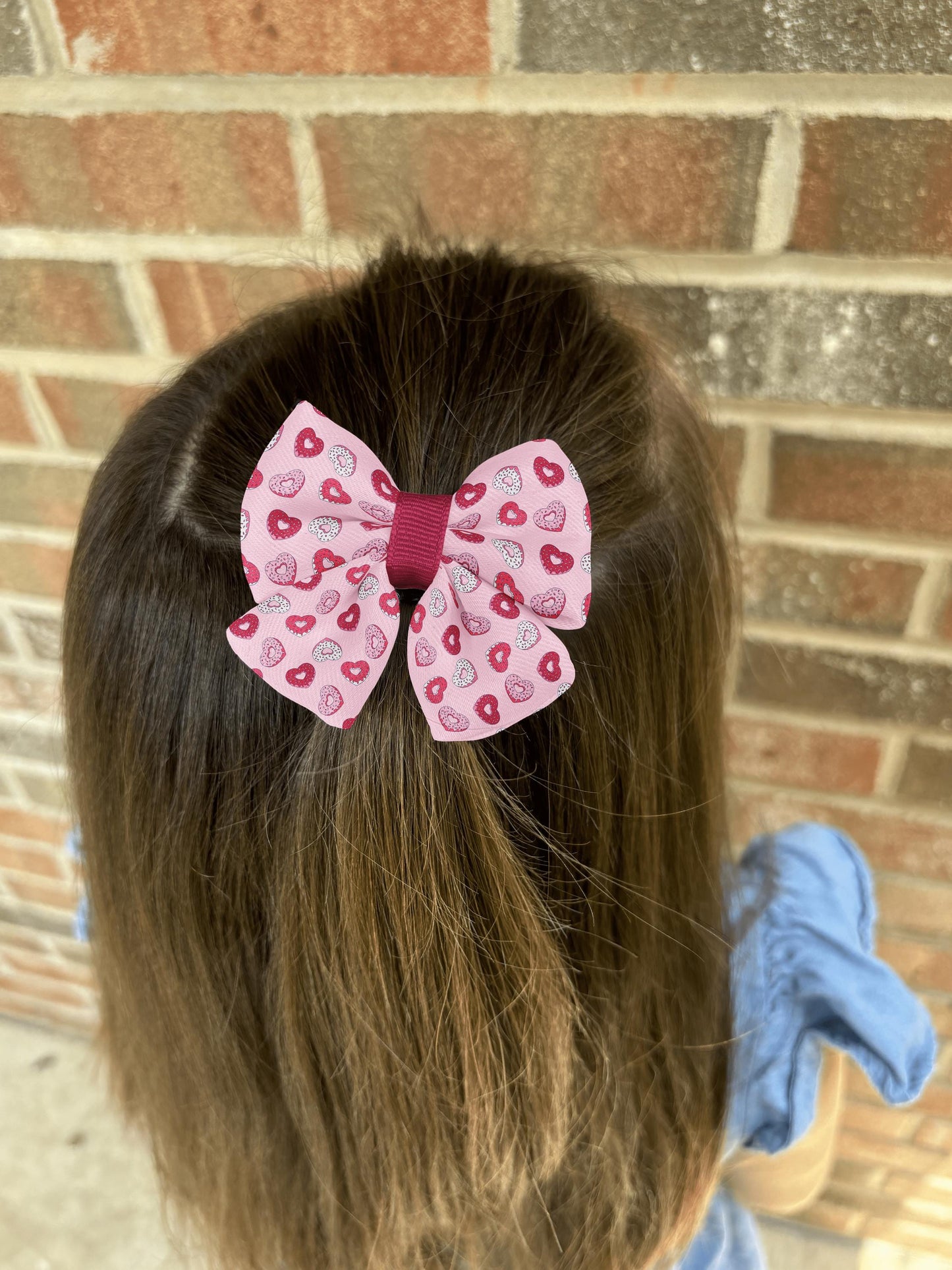 Heart Donut Hair Bow • Valentine's Day • Cute Pink Love Theme with Colorful Sprinkles • Girl Hair Bow • Women Hair Bow • Handmade