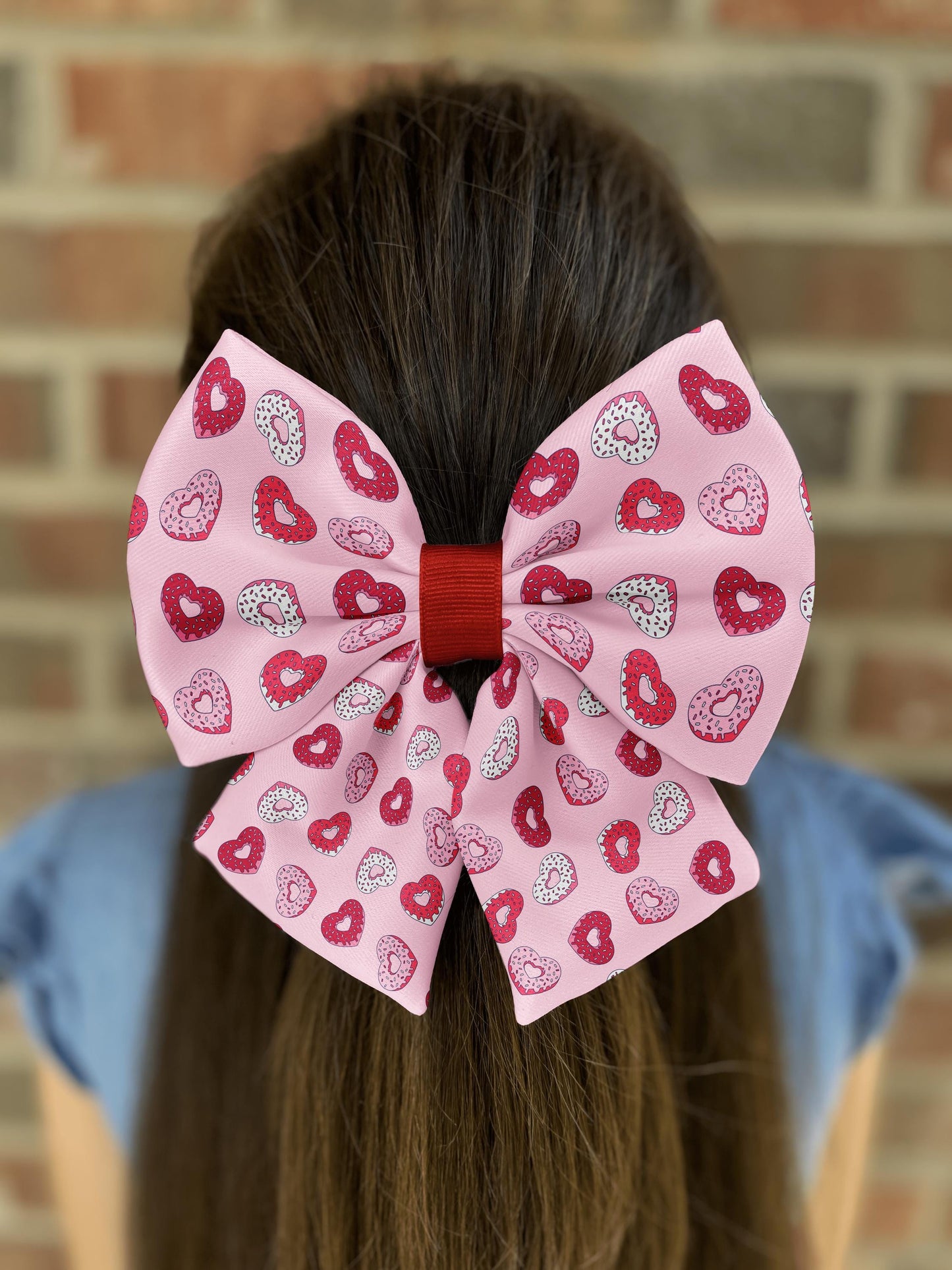 Heart Donut Hair Bow • Valentine's Day • Cute Pink Love Theme with Colorful Sprinkles • Girl Hair Bow • Women Hair Bow • Handmade