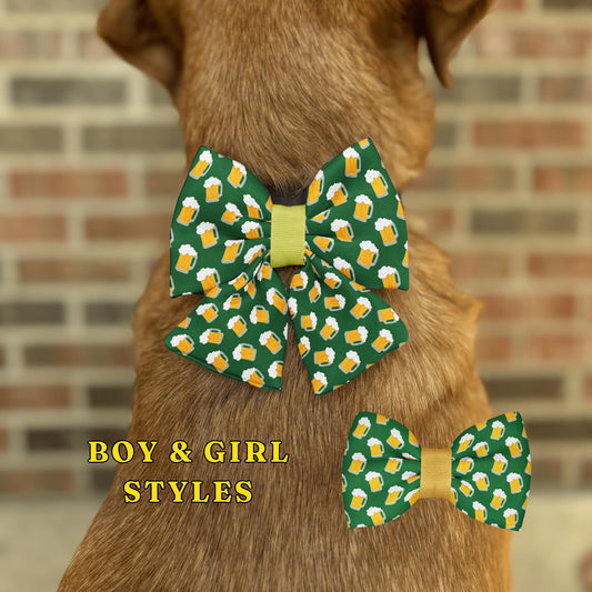 Cheers & Beers Bow Tie • Frothy Oktoberfest Beer Mug • Party Celebration Accessory • Dog Bow Tie • Cat Bow Tie • Handmade