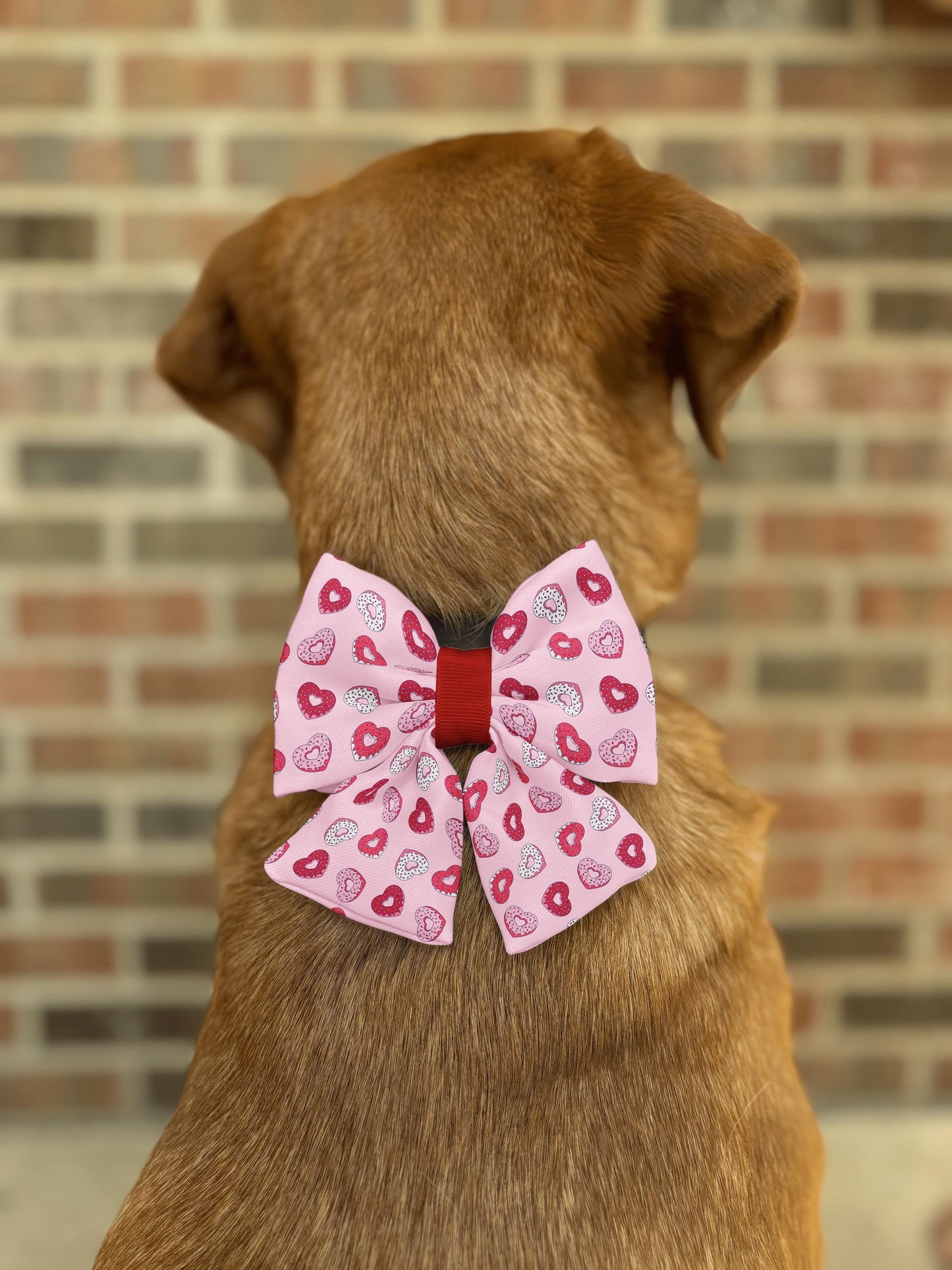Heart Donut Bow Tie • Valentine's Day • Cute Pink Love Theme with Colorful Sprinkles • Dog Bow Tie • Cat Bow Tie • Handmade