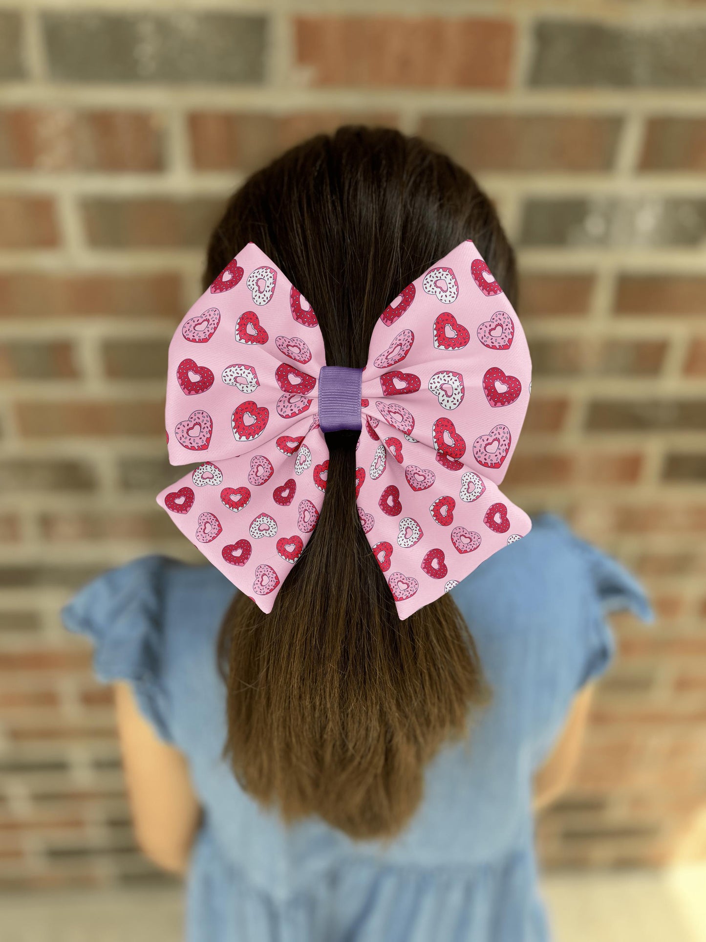 Heart Donut Hair Bow • Valentine's Day • Cute Pink Love Theme with Colorful Sprinkles • Girl Hair Bow • Women Hair Bow • Handmade