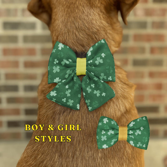 Clover Forest Bow Tie • St. Patrick's Day Shamrocks • Dog Bow Tie • Cat Bow Tie • Handmade