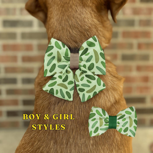 Dill Pickle Delight Pet Bow Tie • Whimsical Green Pickle Pattern • Multiple Sizes & Colors Available • Dog Bow Tie • Cat Bow Tie • Handmade