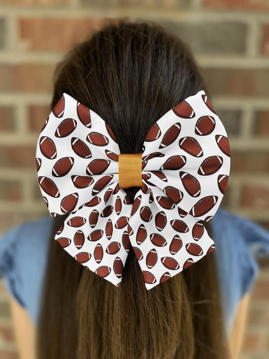 All-American Football Hair Bow • Sports Vintage Style Girls Clip • 21 Ribbon Colors • Girl Hair Bow • Women Hair Bow • Handmade