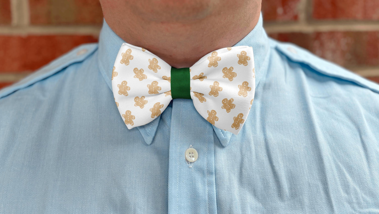 Christmas Gingerbread Bow Tie for Boys & Men • Festive Watercolor Style • 21 Ribbon Colors • Boy Bow Tie • Men's Bow Tie • Handmade