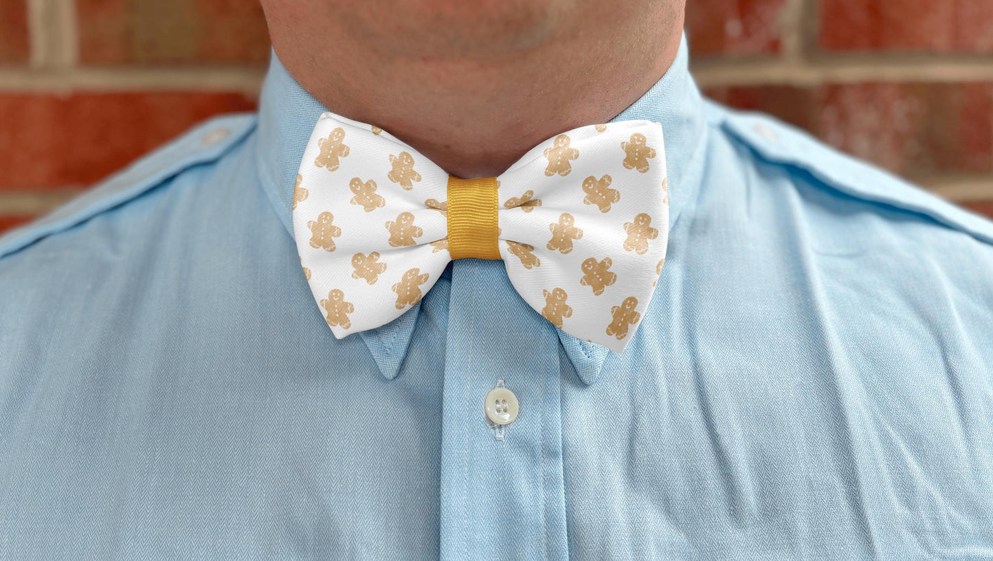 Christmas Gingerbread Bow Tie for Boys & Men • Festive Watercolor Style • 21 Ribbon Colors • Boy Bow Tie • Men's Bow Tie • Handmade