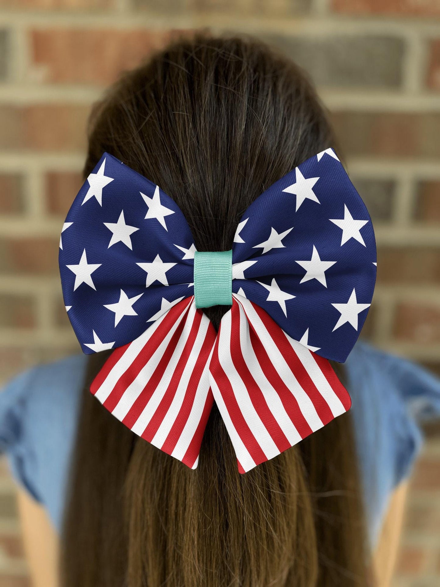 American Flag Hair Bow for Girls and Women • Patriotic, Adjustable, Handmade Puffy Design • Girl Hair Bow • Women Hair Bow • Handmade