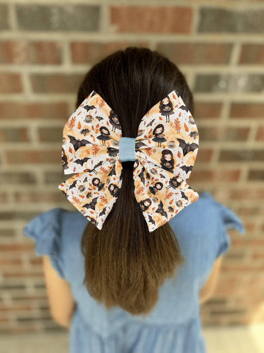 Bats & Coffee Hair Bow • Halloween Hair Bow for Girls and Women • Girl Hair Bow • Women Hair Bow • Cute Bat Bow • Coffee Lover • Handmade