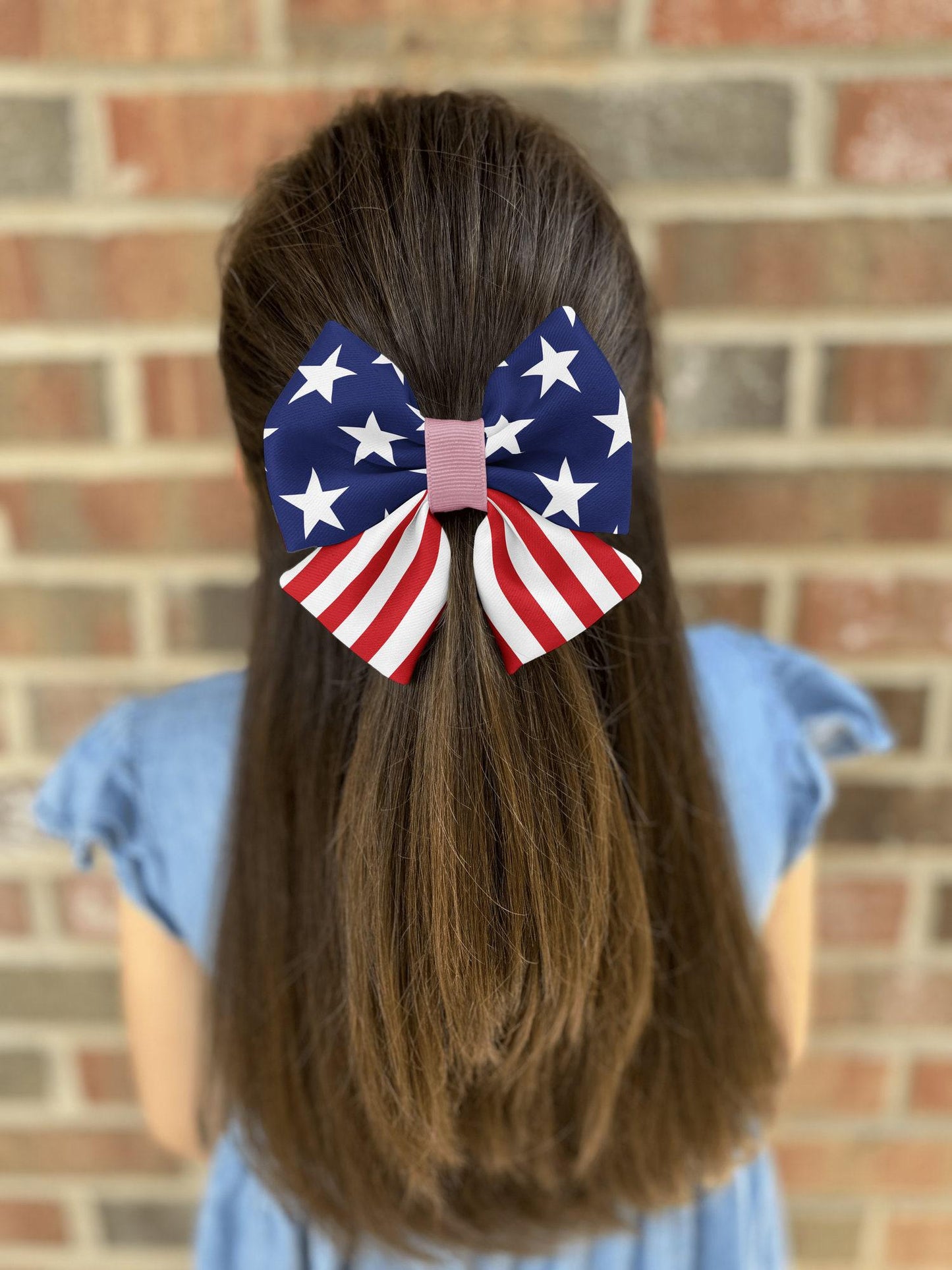 American Flag Hair Bow for Girls and Women • Patriotic, Adjustable, Handmade Puffy Design • Girl Hair Bow • Women Hair Bow • Handmade