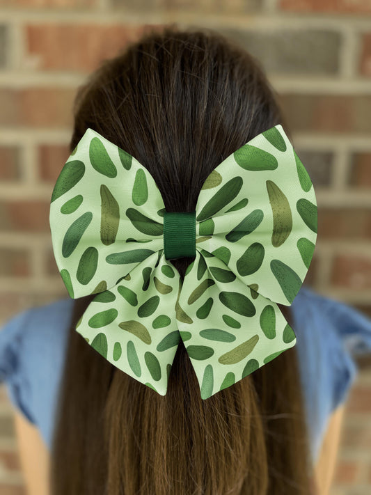 Dill Pickle Delight Bow • Whimsical Green Hair Accessory • Fun Girls Hair Bow • 21 Ribbon Colors • Girl Hair Bow • Women Hair Bow • Handmade