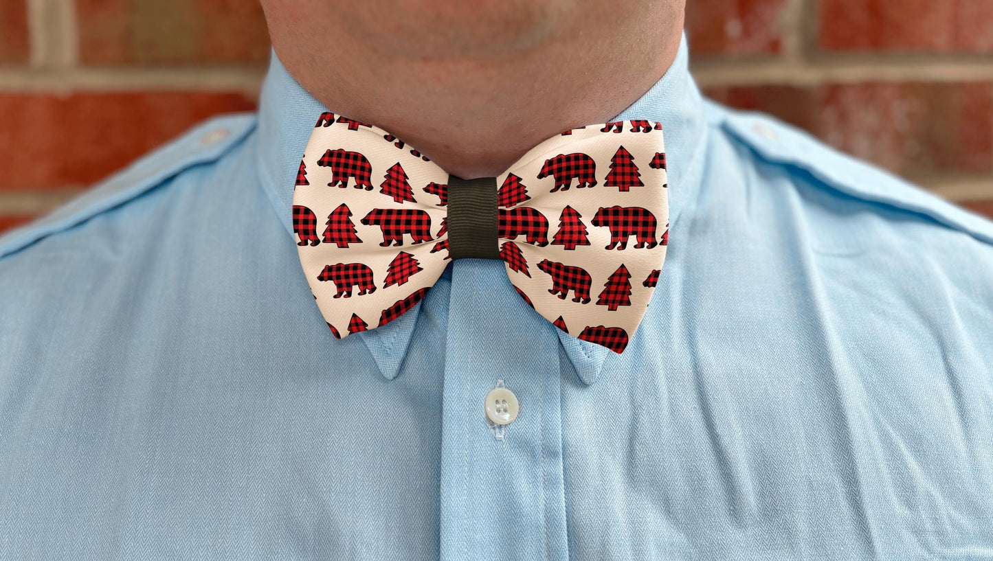 Buffalo Plaid Woodland Bow Tie for Boy & Men • Rustic Lumberjack Cabin Theme • Adjustable • Boy Bow Tie • Men's Bow Tie • Handmade