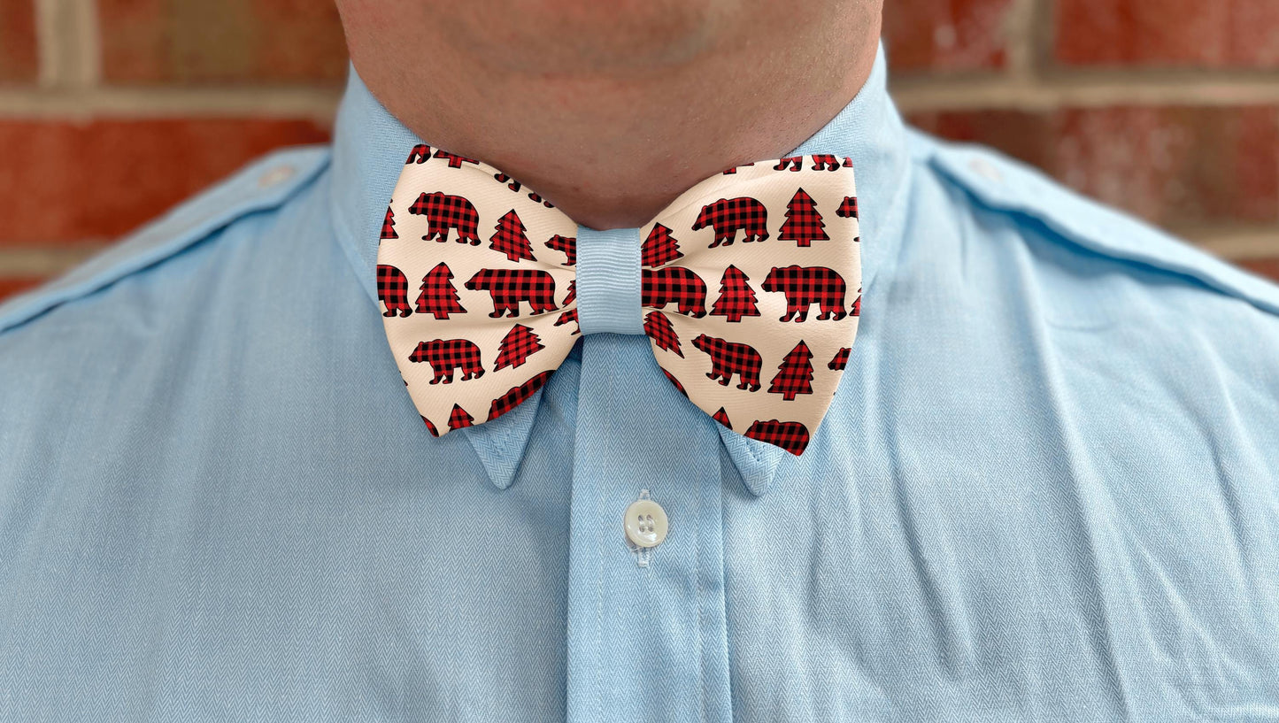 Buffalo Plaid Woodland Bow Tie for Boy & Men • Rustic Lumberjack Cabin Theme • Adjustable • Boy Bow Tie • Men's Bow Tie • Handmade