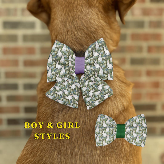 Easter Bunny Pet Bow Tie • Dog Bow Tie • Cat Bow Tie • Slip-On Bow • Handmade