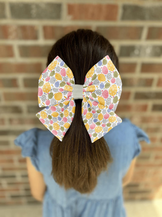 Easter Egg Hair Bow for Girls • Spring Egg Hair Clip • Kids Easter Hair • Large Hair Bow • Girl Hair Bow • Women Hair Bow • Handmade