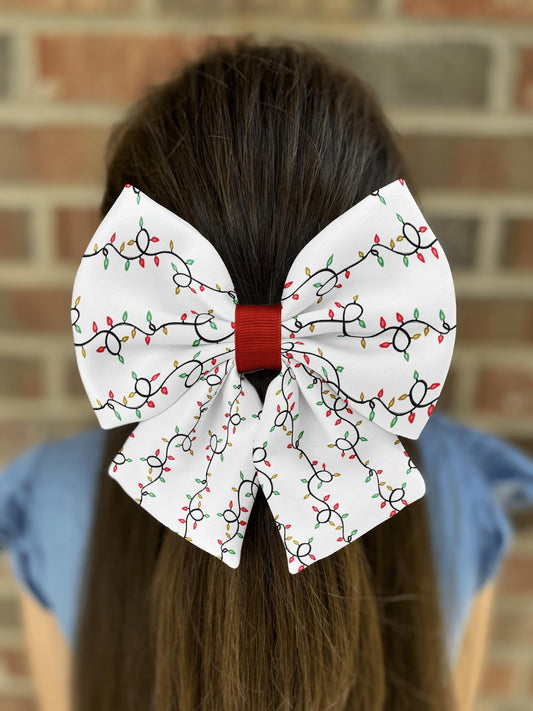 Twinkling String Lights Christmas Hair Bow for Girls & Women • 21 Ribbon Colors • Girl Hair Bow • Women Hair Bow • Handmade