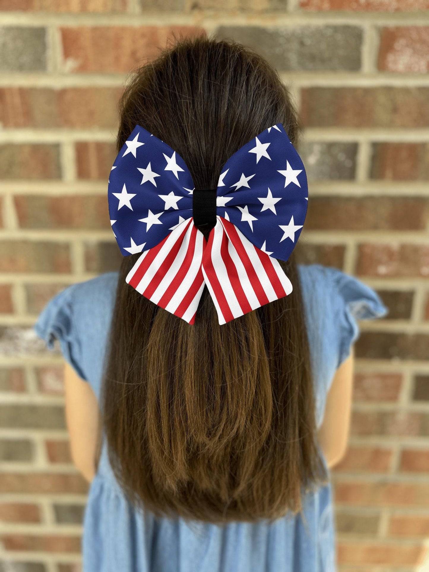 American Flag Hair Bow for Girls and Women • Patriotic, Adjustable, Handmade Puffy Design • Girl Hair Bow • Women Hair Bow • Handmade