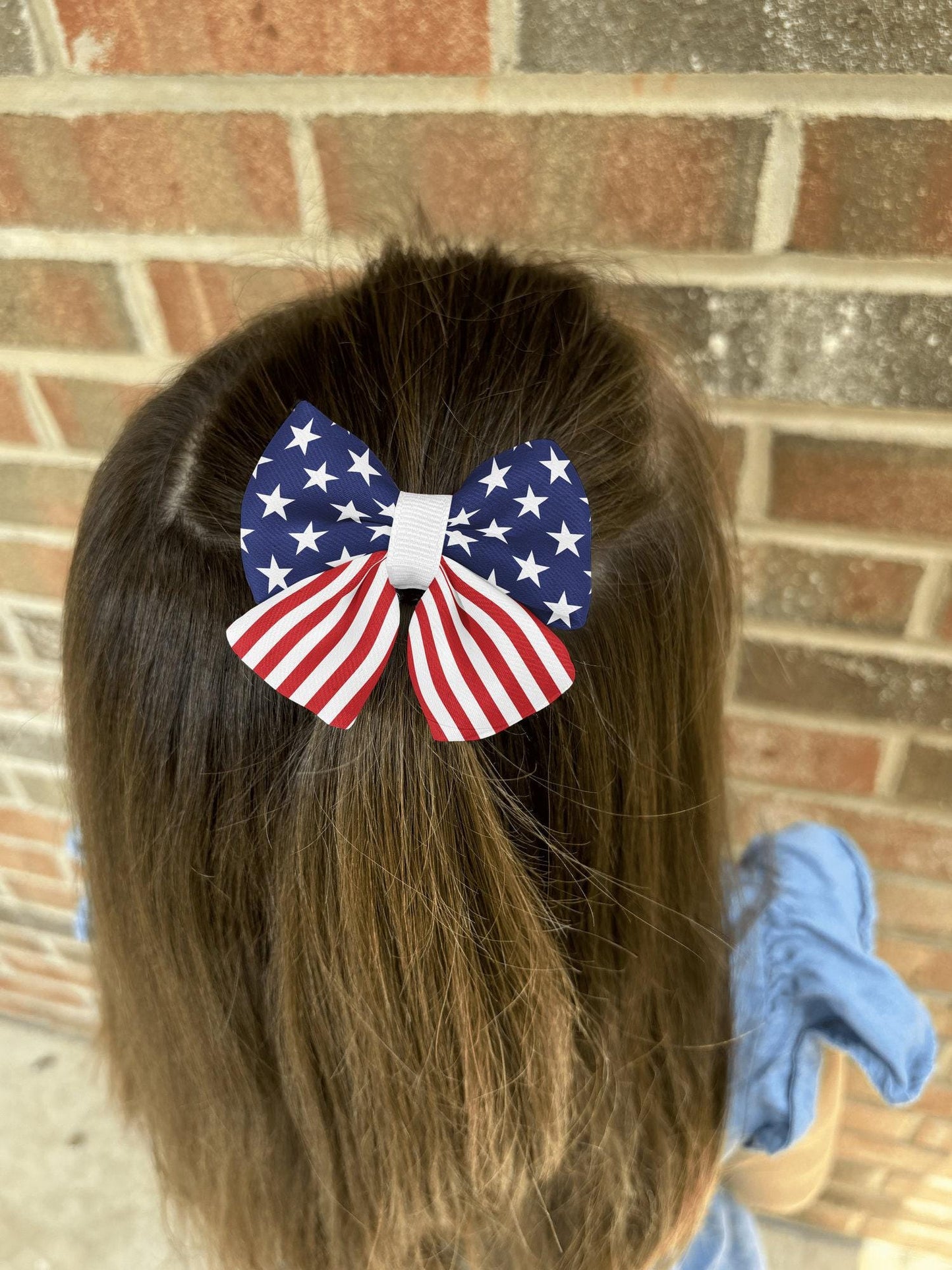American Flag Hair Bow for Girls and Women • Patriotic, Adjustable, Handmade Puffy Design • Girl Hair Bow • Women Hair Bow • Handmade