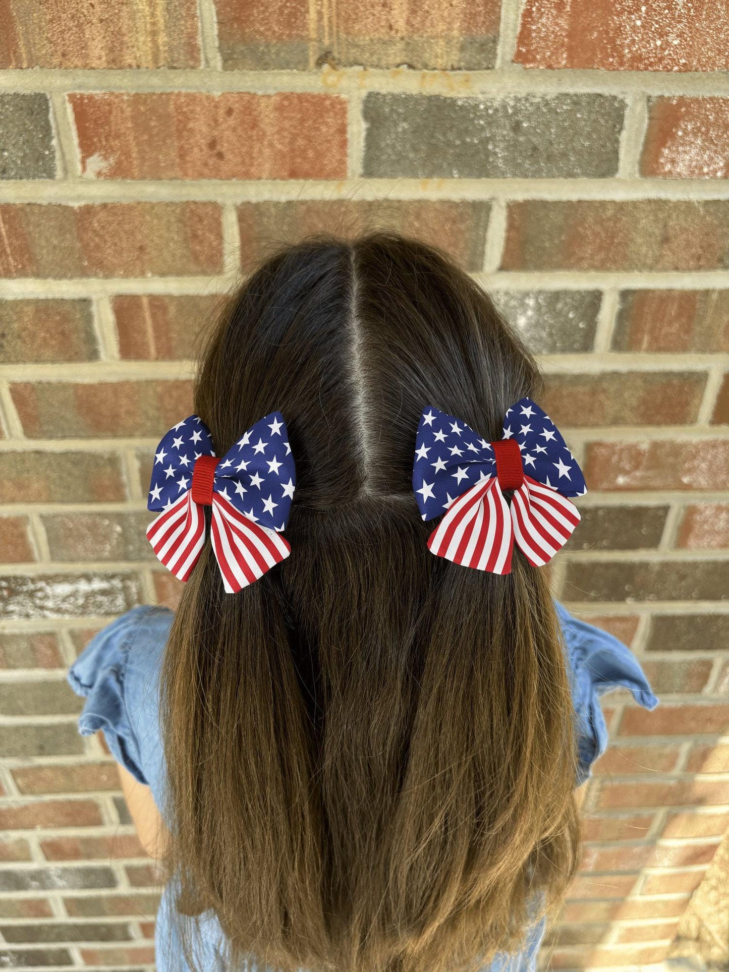 American Flag Hair Bow for Girls and Women • Patriotic, Adjustable, Handmade Puffy Design • Girl Hair Bow • Women Hair Bow • Handmade