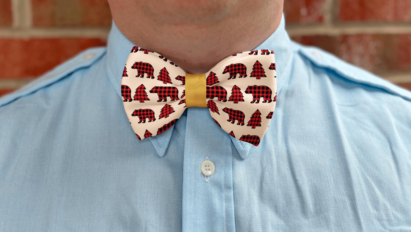 Buffalo Plaid Woodland Bow Tie for Boy & Men • Rustic Lumberjack Cabin Theme • Adjustable • Boy Bow Tie • Men's Bow Tie • Handmade