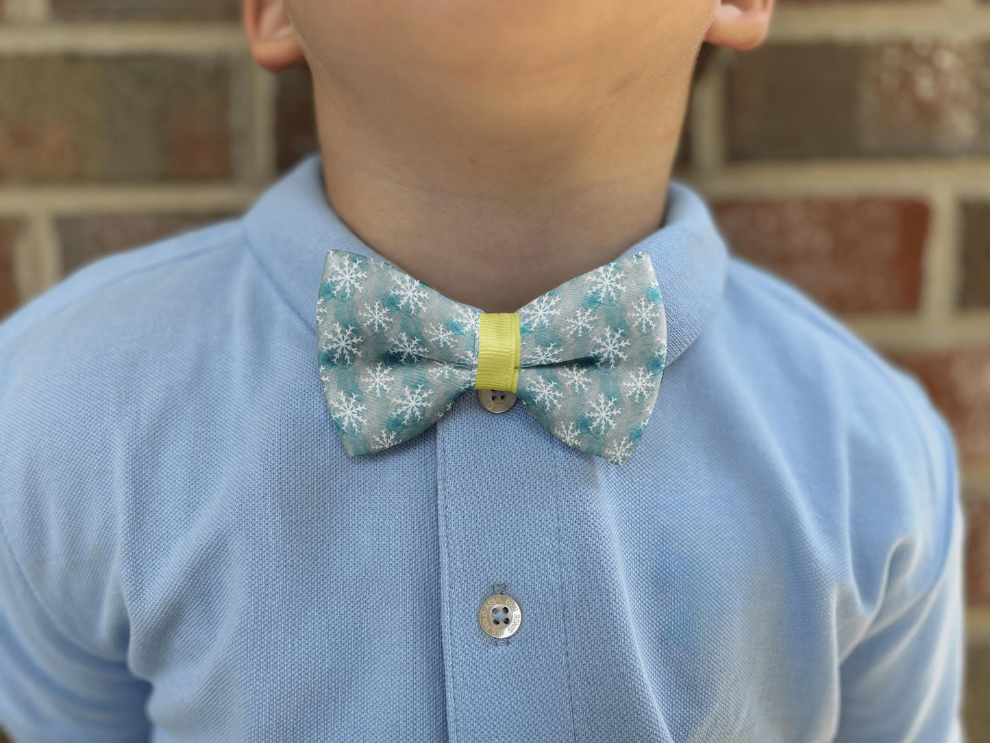 Winter Snowflakes Bow Tie for Boys & Men • 21 Ribbon Colors • Elegant Watercolor Blue and White • Boy Bow Tie • Men's Bow Tie • Handmade